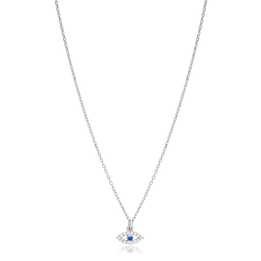 Tiny Evil Eye Pendant Necklace Dainty Minimalist Fine Jewelry - KESLEY