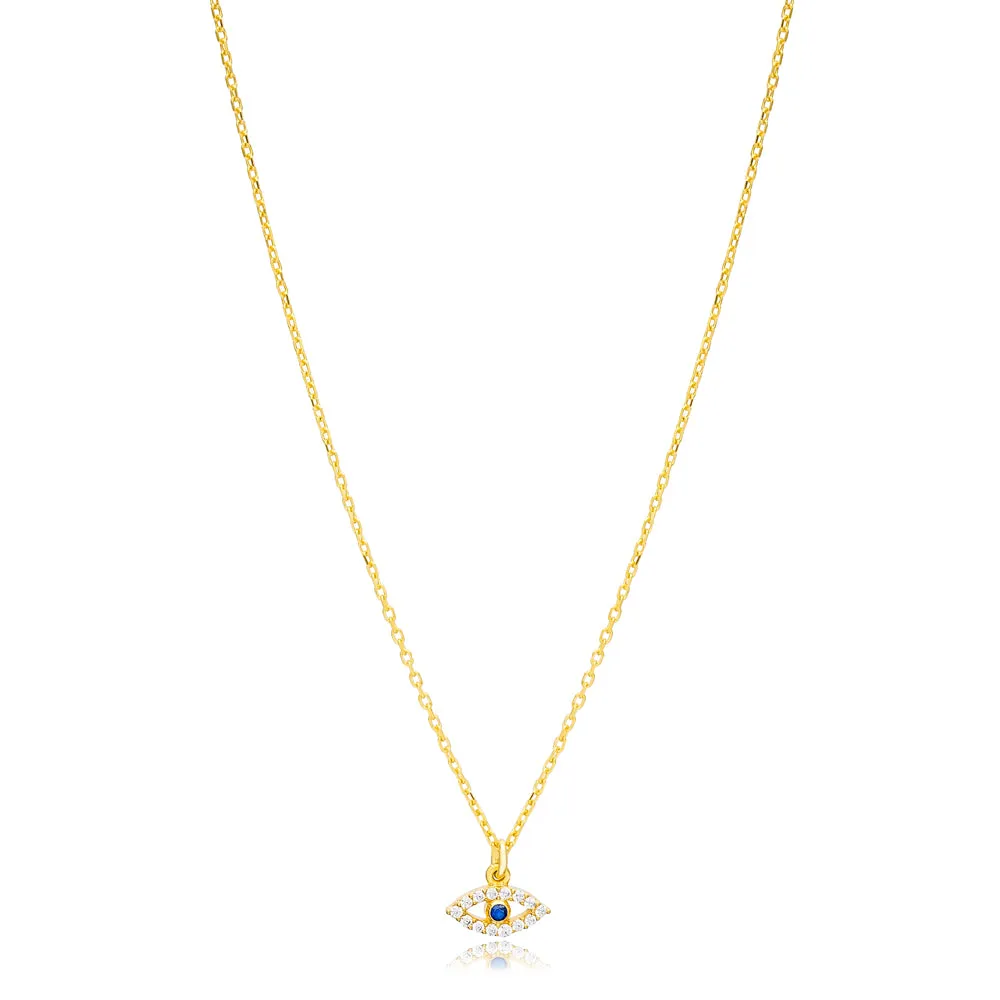 Tiny Evil Eye Pendant Necklace Dainty Minimalist Fine Jewelry - KESLEY