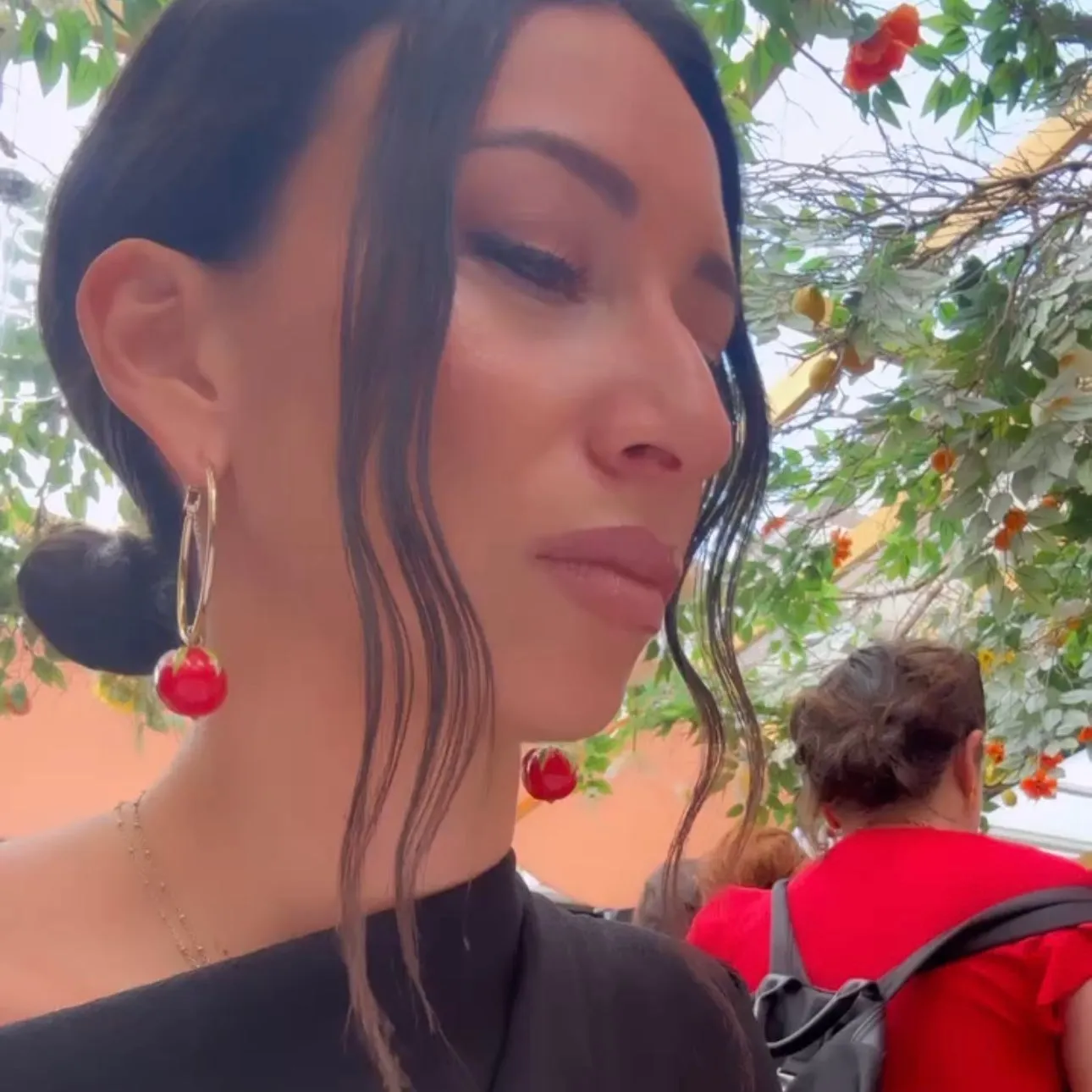 Tomato Ceramic Hoop Earrings