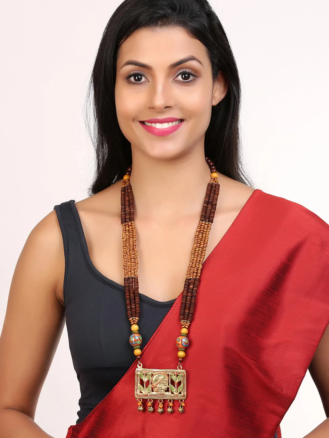 'Tribal Queen Beaded' Bohemian Brass Necklace Handcrafted In Dhokra Art (Opera)