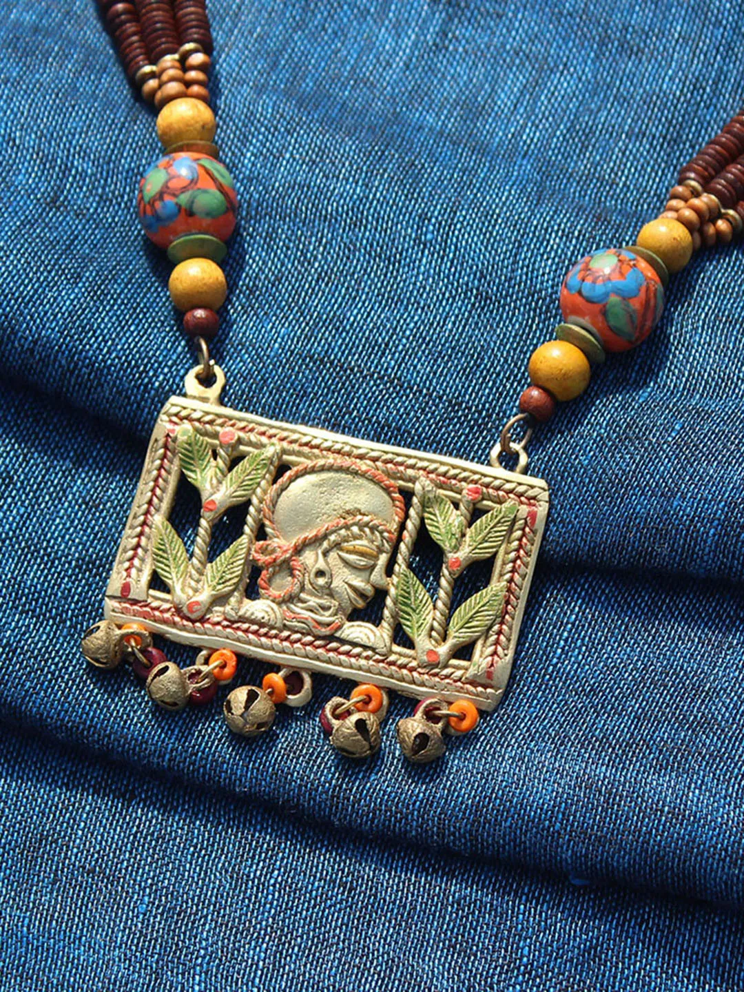 'Tribal Queen Beaded' Bohemian Brass Necklace Handcrafted In Dhokra Art (Opera)