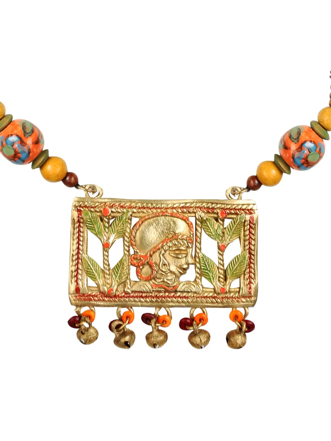 'Tribal Queen Beaded' Bohemian Brass Necklace Handcrafted In Dhokra Art (Opera)