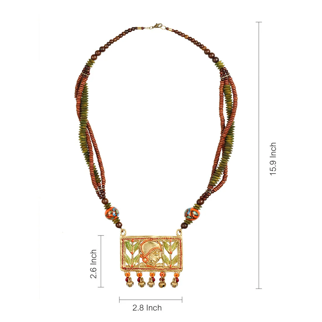 'Tribal Women Strands' Bohemian Brass Necklace Handcrafted In Dhokra Art (Matinee)