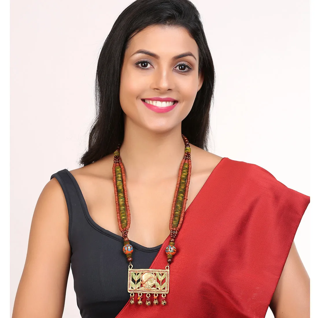 'Tribal Women Strands' Bohemian Brass Necklace Handcrafted In Dhokra Art (Matinee)