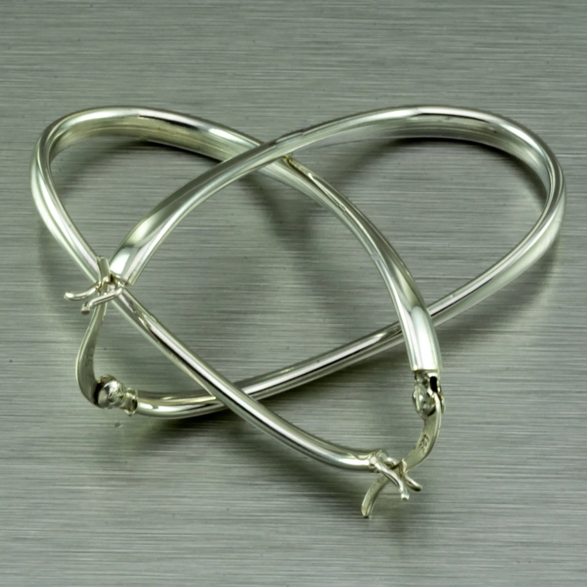 Twisted Hoop Sterling Silver Earrings.