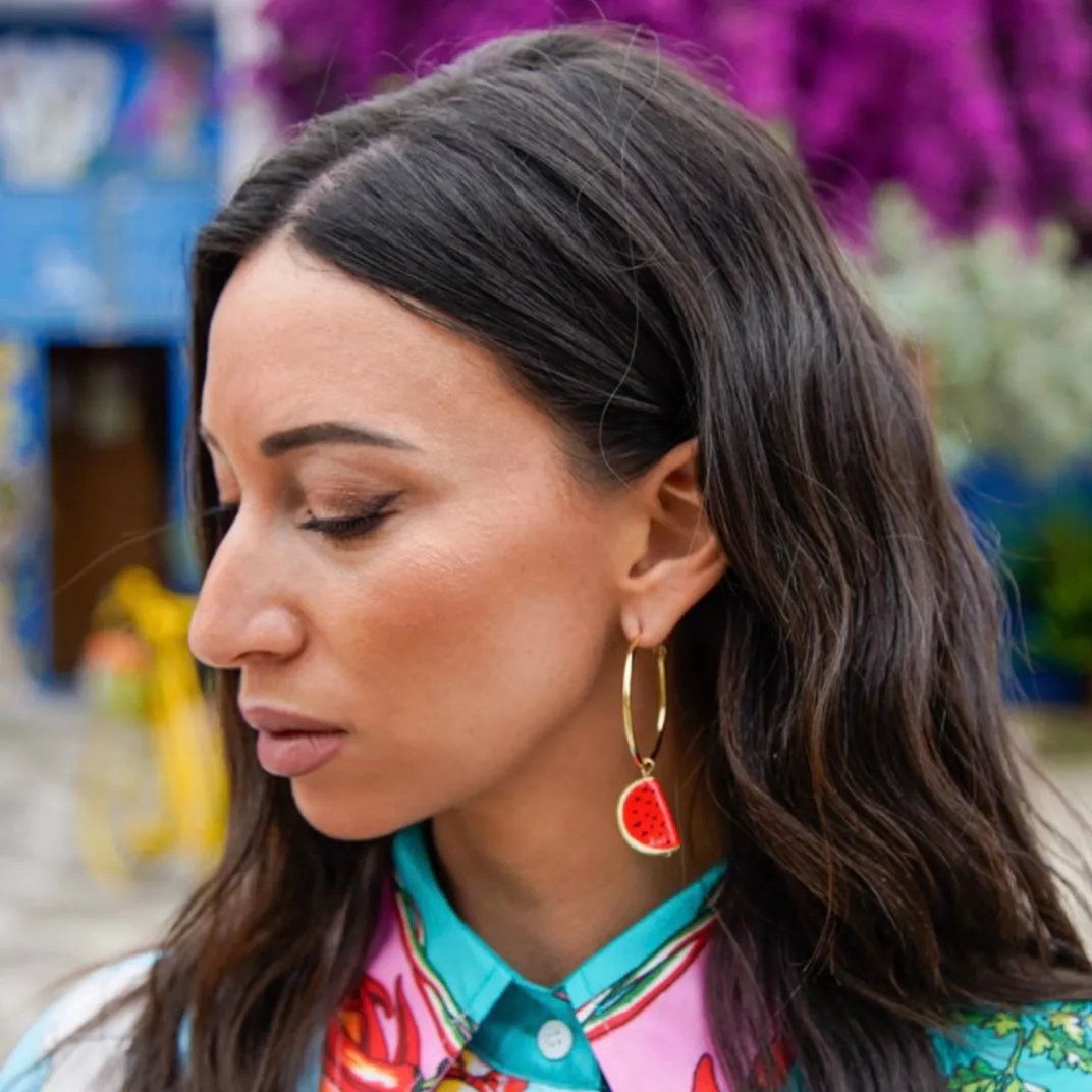 Watermelon Ceramic Hoop Earrings