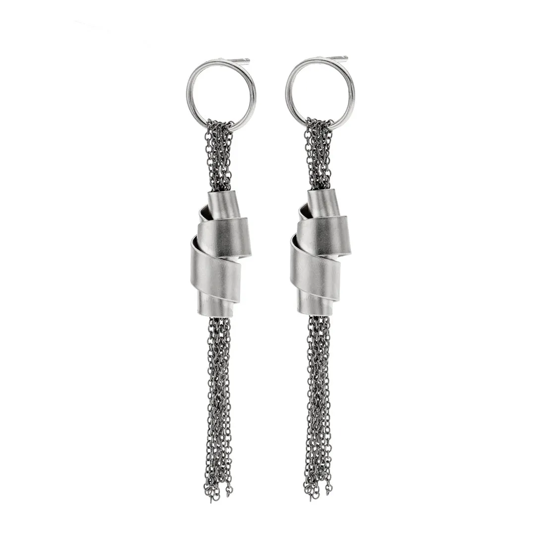 Zzan Israeli Edgy Twist Waterfall Post Earrings